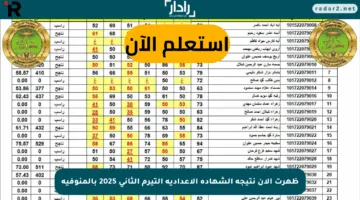 ظهرت الآن نتيجة الشهادة الإعدادية التيرم الثاني 2025 بالمنوفية